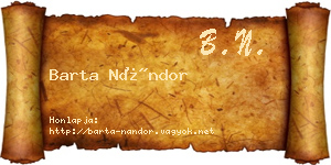 Barta Nándor névjegykártya